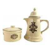 Pfaltzgraff Village Coffee Pot & Butter Tub
