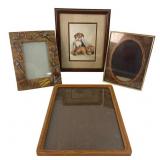 Four Assorted Picture Frames & Animal Print