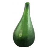 Hand-Blown Green Glass Teardrop Bottle 15" H