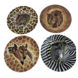 I. Godinger Set of 4 Safari Animal Plates 7.5"