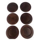Set of Six Turned Dark Wood Coasters 5 in