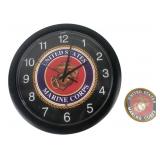 United States Marine Corps Wall Clock & Magnet