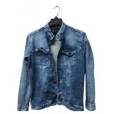 1007 Selver Blue Denim Band Collar Jacket