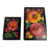 USSR Hand-Painted Floral Lacquer Boxes