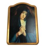 Framed Madonna Print on Wooden Plaque