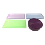 Tupperware Rectangular Trays & Round Container