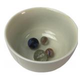 Fluted Bowl with Sulphide & Swirl Marbles
