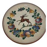 Hand-Painted Redware Stag Plate PA Folk Art
