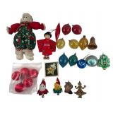 Assorted Vintage Christmas Ornaments & Dolls
