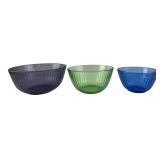 Pyrex 3-Piece Colored Ribbed Glass Bowl Set