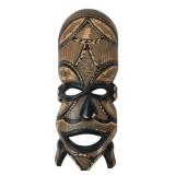Carved Two-Tone Wooden Decorative Mask 14in