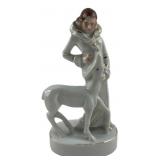 Japanese Porcelain Woman & Fawn Figurine
