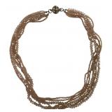 Multi-Strand Champagne Beaded Necklace