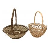 Pair of Woven Wicker Handled Baskets
