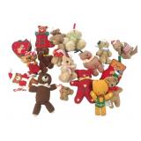 Vtg Assorted Stuffed Bear Christmas Ornaments