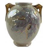 Iridescent Lusterware Leaf Motif Vase 7.5"H
