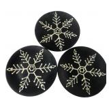 Donna White Set of 3 Snowflake Plates 6" Dia