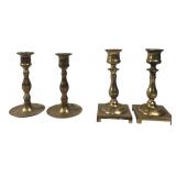 Two Pairs of Brass Candlesticks