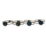 Four Artisan Brass Tone Hinged Cuff Bracelets