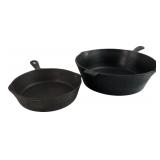 Two CHF Diamond Mark Cast Iron Skillets