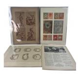 4 Antique Art Nouveau & Decorative Prints