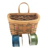Woven Heart Basket & Ribbon Spools Lot