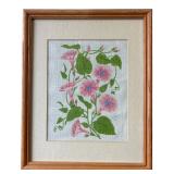 Framed Morning Glory Floral Needlework