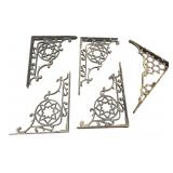 Five Cast Iron Ornate Shelf Brackets