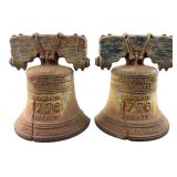 Pair Cast Iron Bicentennial Liberty Bell Bookends