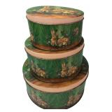 Set of 3 Rabbit Motif Metal Nesting Tins