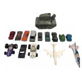 Vintage Toy Cars, Tank & Airplanes Mixed Lot