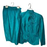 Nah Nah Collection Teal Skirt Suit Size 8