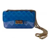 Blue Quilted Jelly Crossbody Flap Bag