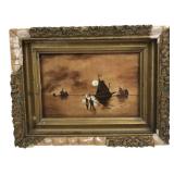 Lulu F. Amsden Sepia Seascape Painting