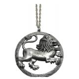 Silver-Tone Leo Zodiac Lion Pendant Necklace