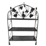 Black Metal & Wicker 3-Tier Display Shelf