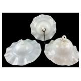 Three White Milk Glass Ruffled Smoke Bells