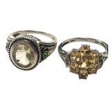 Two Sterling Silver Gemstone Rings