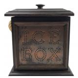 Wooden Punched Metal Ice Box Bucket & Scoop