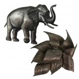 Vintage Silver-Tone Elephant & Flower Brooches
