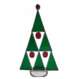 Leaded Stained Glass Christmas Tree Figure 9" H