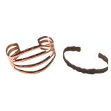 Two Solid Copper Cuff Bracelets