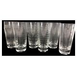 Set of 6 Mixed Pattern Etched Glass Tumblers