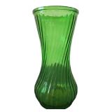 Hoosier Glass Green Swirl Ribbed Vase