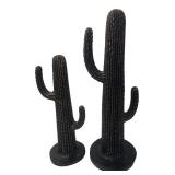Pair of Bronze-Tone Cactus Sculptures