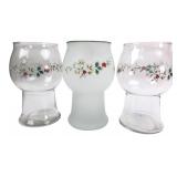 Three Holiday Holly Pattern Glasses
