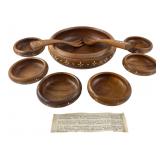Hand-Carved Philippine Acacia Wood Salad Set