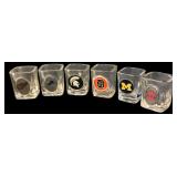 Set of 6 Michigan Sports Medallion Shot Glasses