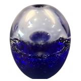 Cobalt Blue & Clear Art Glass Bud Vase