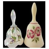 Pair of Fenton Hand-Painted Glass Bells